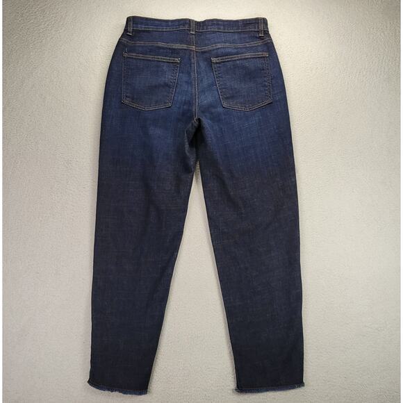 Eileen Fisher Jeans Womens 8 Dark Wash Raw Hem Organic Cotton Stretch Crop 31x27 - Picture 7 of 11